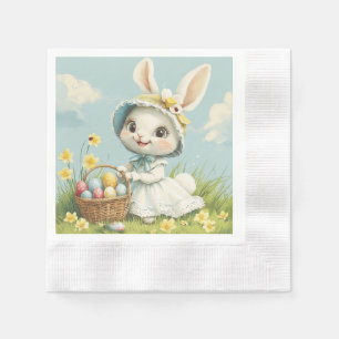 Happy Easter Rabbit Eggs narcissen vlinders Servet