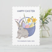 Happy Easter Rabbit Flat Holiday Kaart (Staand voorkant)