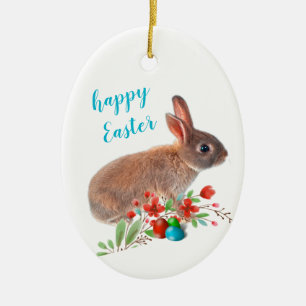 Happy Easter Rabbit Holiday Keramisch Ornament