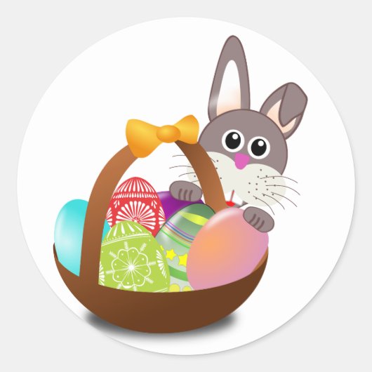 Happy Easter Rabbit Ronde Sticker (Voorkant)
