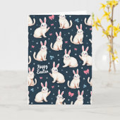 Happy Easter Rabbits Pattern Card Kaart (Gele Bloem)