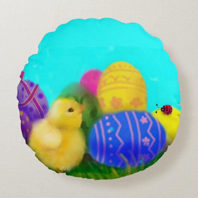 Happy Easter-reeks Rond Kussen (Voorkant)