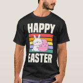 Happy Easter Retro Style Cute Bunny Rabbit T-shirt (Voorkant)