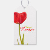 Happy Easter rode tulp waterverf cadeau label Cadeaulabel (Voorkant)