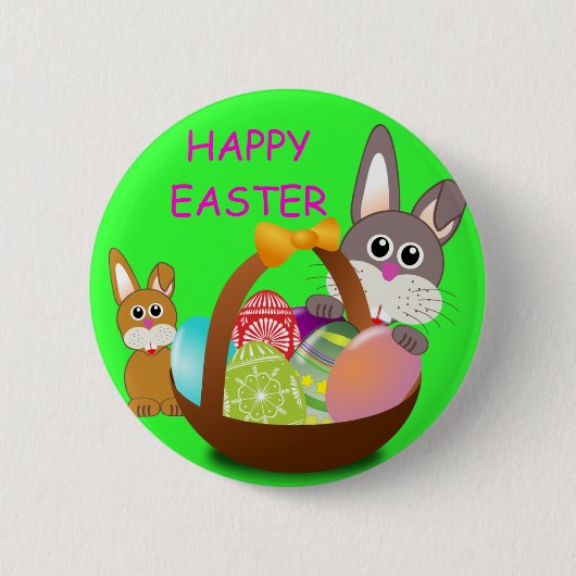 HAPPY EASTER RONDE BUTTON 5,7 CM (Voorkant)