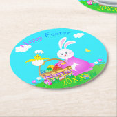 Happy Easter Ronde Kartonnen Onderzetter (Gebogen)