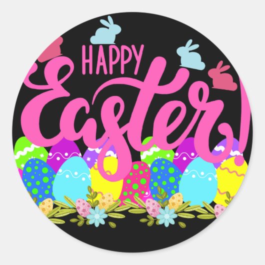 Happy Easter Ronde Sticker (Voorkant)