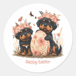 Happy Easter Rottweiler Dogs Ronde Sticker
