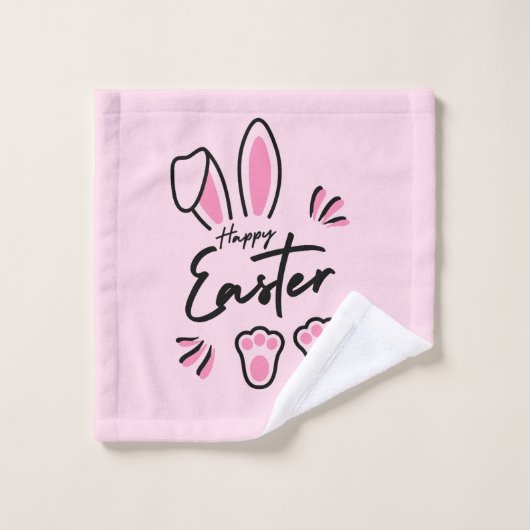 Happy Easter (roze) Bad Handdoek (Wasdoekje)