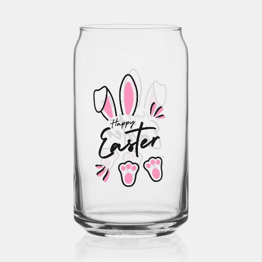 Happy Easter (roze) Blikvorm Glas (Voorkant)
