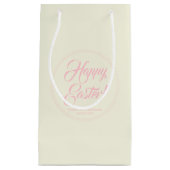 Happy Easter roze crème aangepast script elegant s Klein Cadeauzakje (Voorkant)