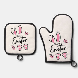 Happy Easter (roze) Ovenwant & Pannenlap Set