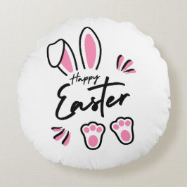Happy Easter (roze) Rond Kussen