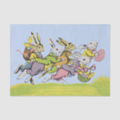 Happy Easter Running Pastel Rabbits Tissuepapier (Voorkant)