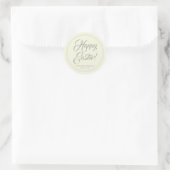 Happy Easter Sage-crème, aangepast script Ronde Sticker (Tas)