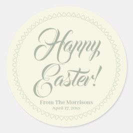 Happy Easter Sage-crème, aangepast script Ronde Sticker