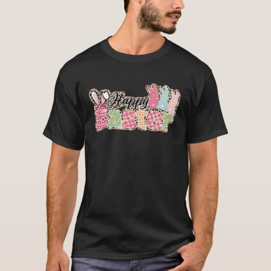Happy Easter Sayings Egg Bunny T-shirt (Voorkant)