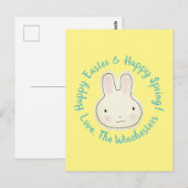 Happy Easter schattig konijn aangepaste script tek Briefkaart (Voorkant / Achterkant)