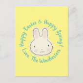 Happy Easter schattig konijn aangepaste script tek Briefkaart (Voorkant)
