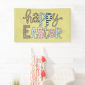 Happy Easter Schattige Bloemen Bunny Spring Leopar Spandoek (Insitu)