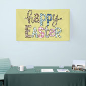 Happy Easter Schattige Bloemen Bunny Spring Leopar Spandoek (Beurs)