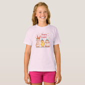 Happy Easter Schattige Bunny Chick Lamb T-shirt (Voorkant volledig)