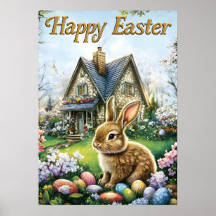 Happy Easter Schattige Bunny Egg Poster