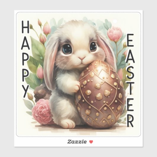 Happy Easter Schattige Bunny sticker (Vel)