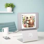 Happy Easter Schattige Bunny sticker (Laptop op bureau)