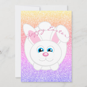 Happy Easter Schattige Cartoon Bunny Regenboog Gli Feestdagenkaart