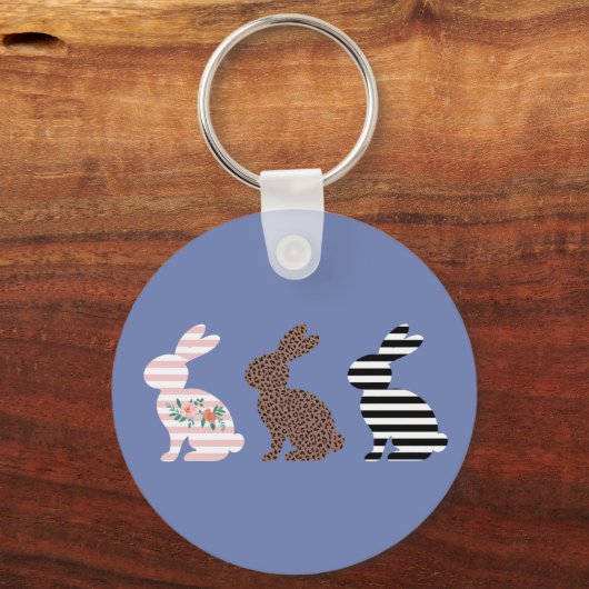 Happy Easter Schattige Easter Leopard Bunny Rabbit Sleutelhanger (Voorkant)