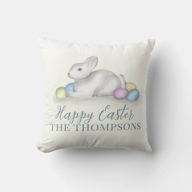 Happy Easter Schattige Eenvoudige Typografie Paste Kussen (Voorkant)