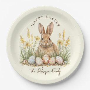 Happy Easter Schattige Floral Spring Rabbit Papieren Bordje