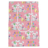Happy Easter Schattige Konijnenkonijnen Schilderij Medium Cadeauzakje (Achterkant)