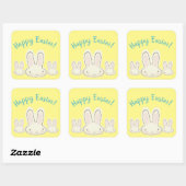 Happy Easter schattige konijntjes geel custom scri Vierkante Sticker (Vel)