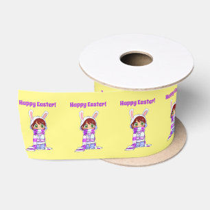 Happy Easter Schattige Manga Bunny Meisje Cartoon Lint