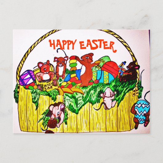 HAPPY EASTER SCHATTIGE MICE BRIEFKAART (Voorkant)