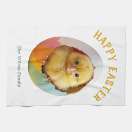 Happy Easter Schattige Yellow Chick Egg gepersonal Theedoek
