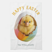 Happy Easter Schattige Yellow Chick Egg gepersonal Theedoek (Verticaal)