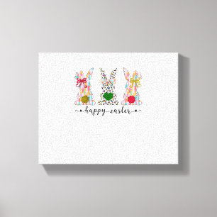Happy Easter Schattigee Coquette Paashaas Konijn W Canvas Afdruk