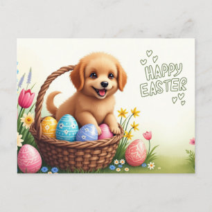 Happy Easter Schattigee puppy met paaseieren Feestdagenkaart