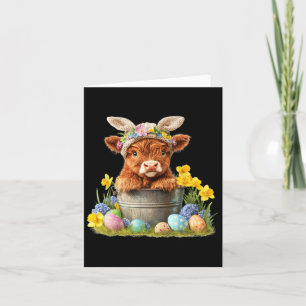 Happy Easter Schotse Koe Schattige Heifer Koe Boer Kaart
