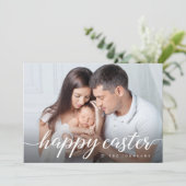 Happy Easter Script Aangepaste foto Feestdagenkaart (Staand voorkant)