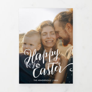 Happy Easter Script Multi-foto Drieluik Wenskaart