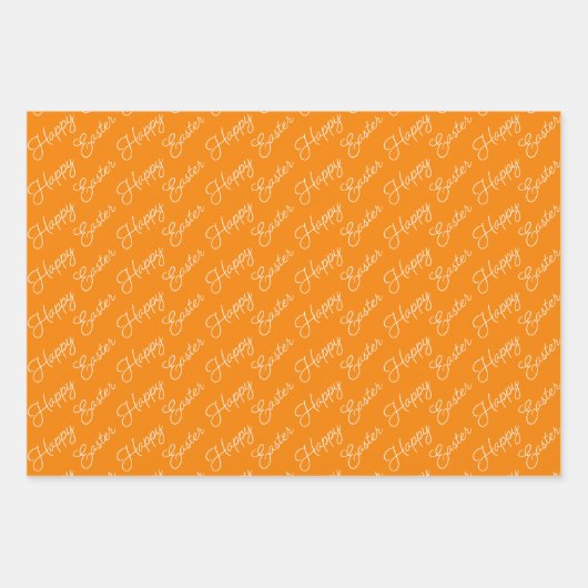 Happy Easter Script Oranje en White Inpakpapier Vel (Voorkant 2)