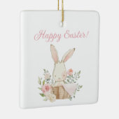 Happy Easter Script Waterverf Bunny Rabbit Pink Keramisch Ornament (Rechts)