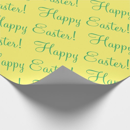 Happy Easter Script Yellow Spring Gift Cadeaupapier (Hoek)