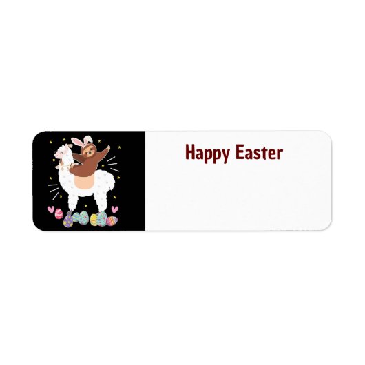 Happy Easter Sloth en llama-adreslabel Etiket (Voorkant)