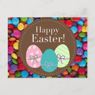 Happy Easter smarties chocolade snoep regenboog Feestdagenkaart