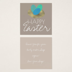 Happy Easter Speckled Egg Easter Nest Thank You Vierkante Visitekaartjes
